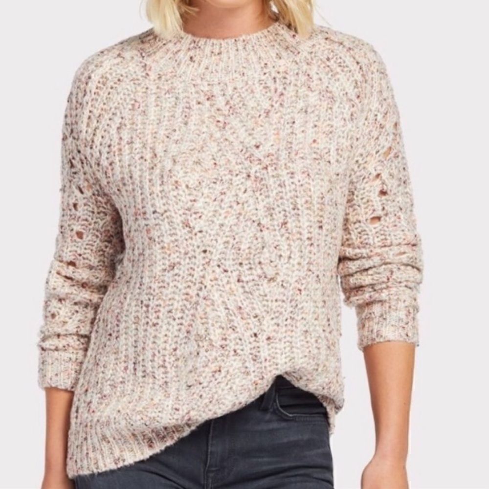 Heartloom chunky cozy knit sweater Alysha crew neck slouchy speckled small EUC
